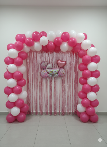 Baby girl white pink walker theme set