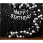 Happy birthday foil arch theme set black and silver