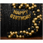 Happy birthday foil arch theme set black and golden