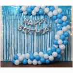 Happy birthday foil arch theme set skyblue white