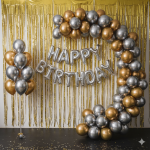 Silver golden happy birthday foil arch theme set