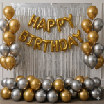 Happy birthday foil theme set silver and golden