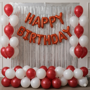 Happy birthday foil theme set red and white