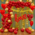 Happy anniversary theme set Red and Metallic Golden
