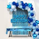 Happy birthday foil theme set sky and dark blue