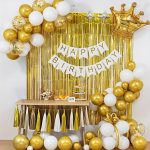 Happy birthday theme set white and golden